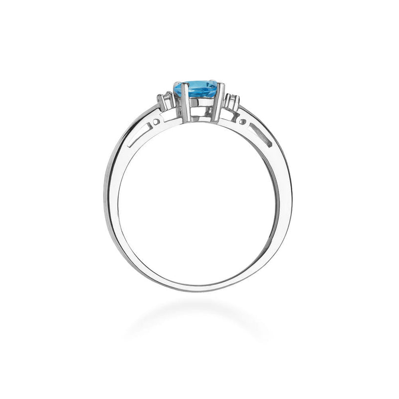 Inel Aur 14K cu Topaz London Blue 0.50 ct si Diamante Naturale 0.03 ct, imaginea 11 din 12