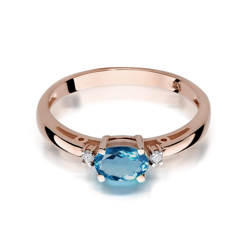 Inel Aur 14K cu Topaz London Blue 0.50 ct si Diamante Naturale 0.03 ct, imaginea 6 din 12