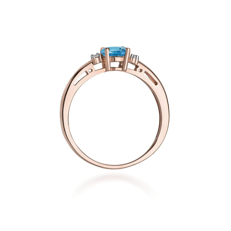 Inel Aur 14K cu Topaz London Blue 0.50 ct si Diamante Naturale 0.03 ct, imaginea 7 din 12