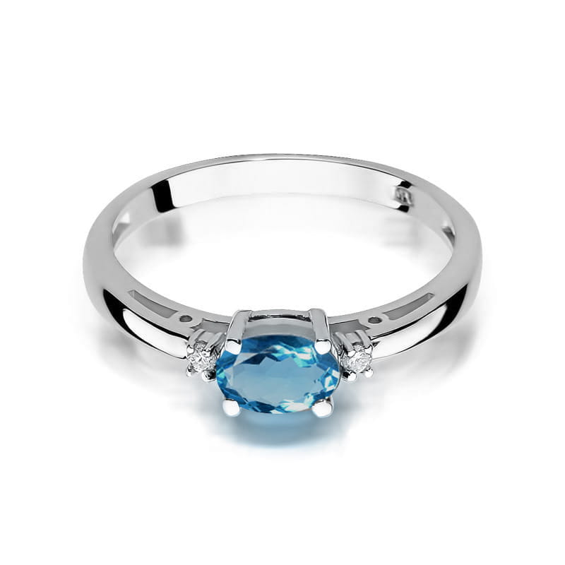 Inel Aur 14K cu Topaz London Blue 0.50 ct si Diamante Naturale 0.03 ct, imaginea 10 din 12