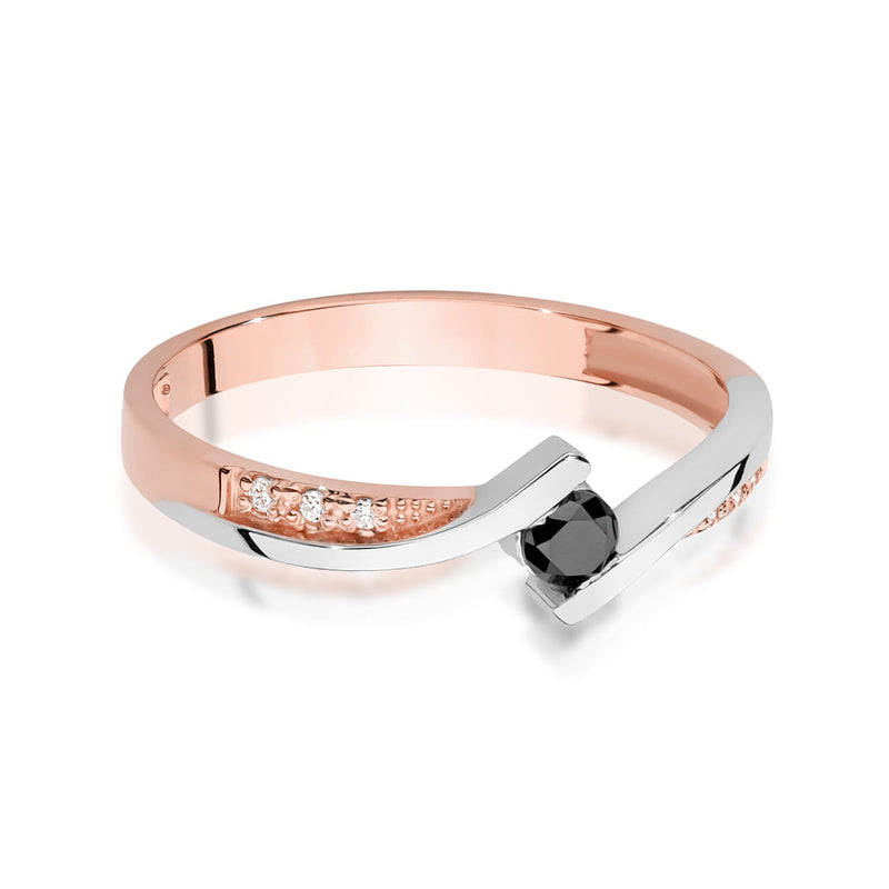 Inel Aur 14K cu Diamante Naturale Albe si Negre 0.15 ct, imaginea 6 din 12