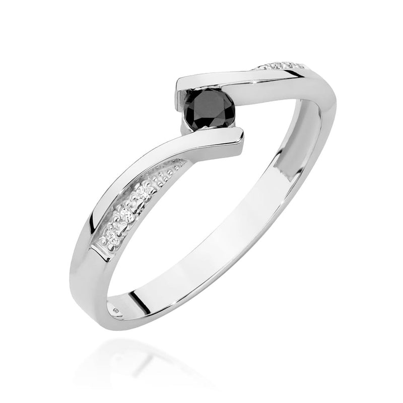 Inel Aur 14K cu Diamante Naturale Albe si Negre 0.15 ct, imaginea 9 din 12