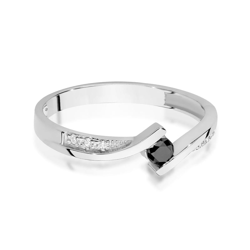 Inel Aur 14K cu Diamante Naturale Albe si Negre 0.15 ct, imaginea 10 din 12