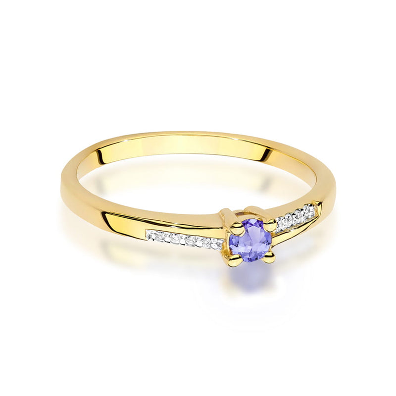 Inel Aur 14K cu Tanzanit 0.15 ct si Diamante Naturale 0.04 ct, imaginea 2 din 12