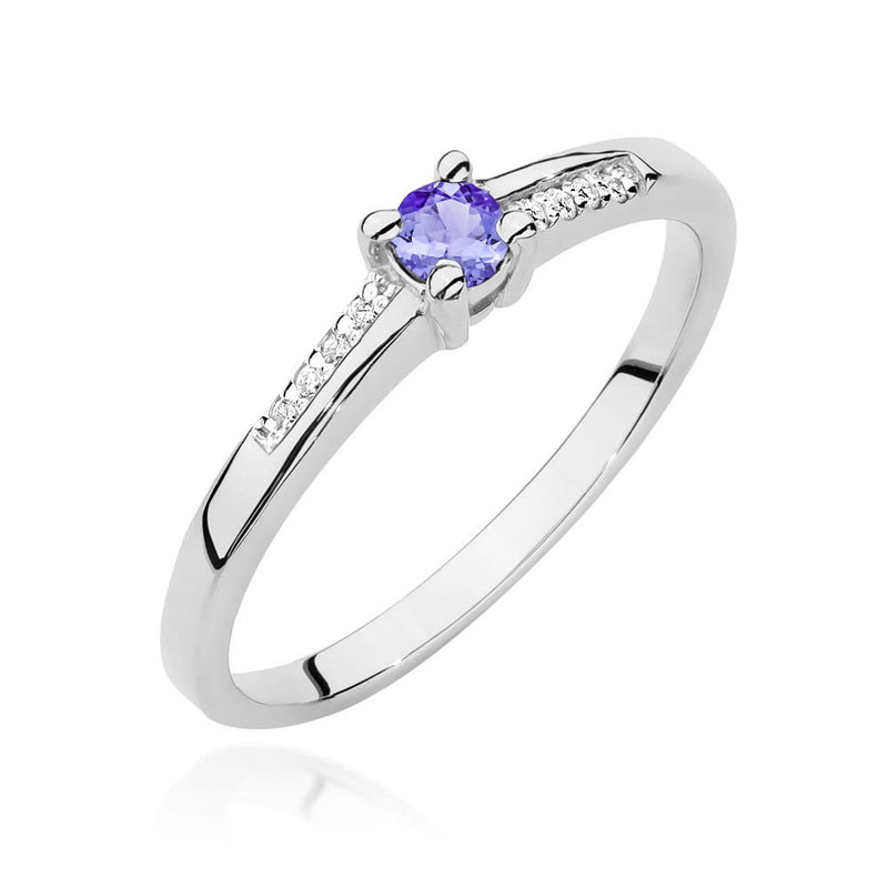 Inel Aur 14K cu Tanzanit 0.15 ct si Diamante Naturale 0.04 ct, imaginea 9 din 12