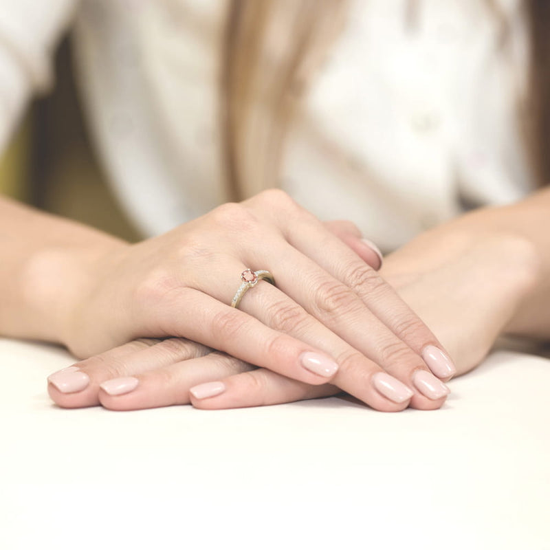 Inel Aur 14K cu Morganit 0.40 ct si Diamante Naturale 0.05 ct, imaginea 3 din 9