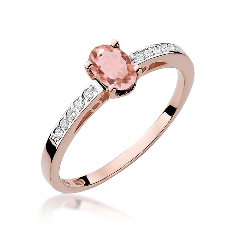 Inel Aur 14K cu Morganit 0.40 ct si Diamante Naturale 0.05 ct, imaginea 4 din 9