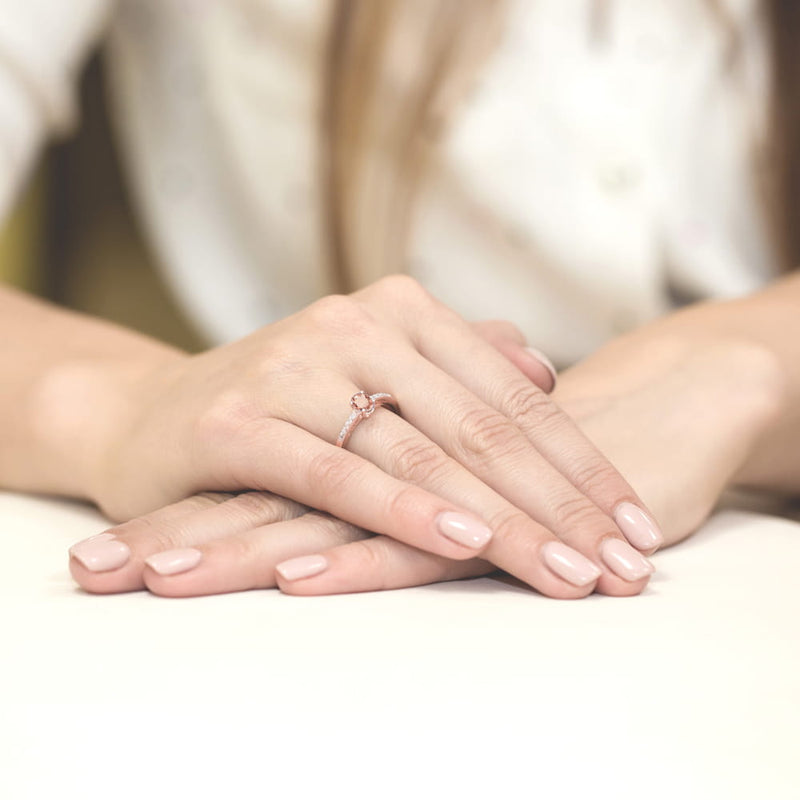Inel Aur 14K cu Morganit 0.40 ct si Diamante Naturale 0.05 ct, imaginea 6 din 9