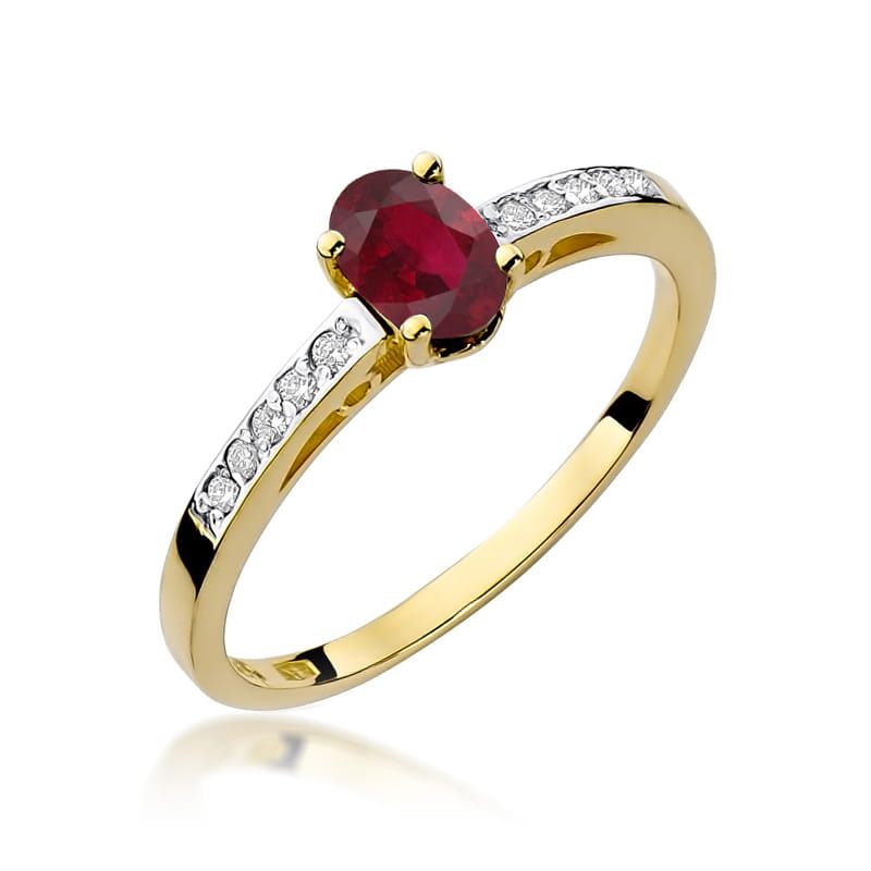 Inel Aur 14K cu Rhodolite 0.50 ct si Diamante Naturale 0.05 ct — Aur galben
