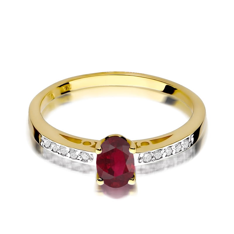 Inel Aur 14K cu Rhodolite 0.50 ct si Diamante Naturale 0.05 ct, imaginea 2 din 9