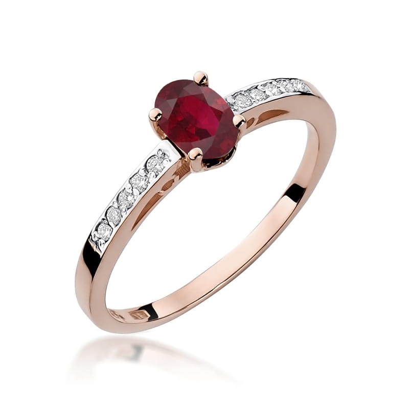 Inel Aur 14K cu Rhodolite 0.50 ct si Diamante Naturale 0.05 ct, imaginea 4 din 9
