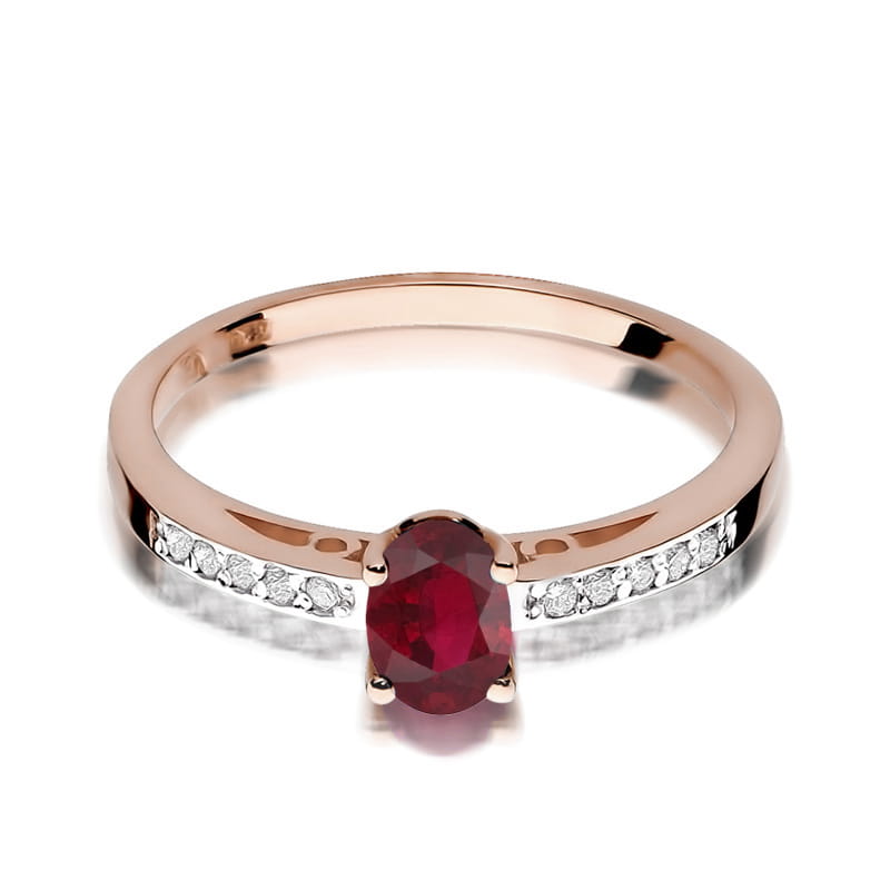 Inel Aur 14K cu Rhodolite 0.50 ct si Diamante Naturale 0.05 ct, imaginea 5 din 9
