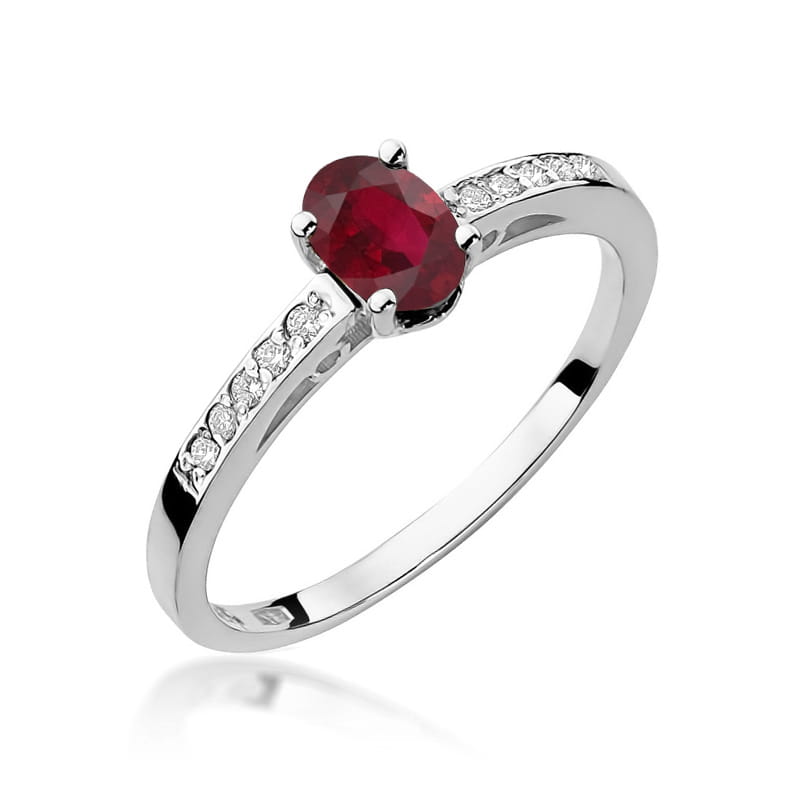 Inel Aur 14K cu Rhodolite 0.50 ct si Diamante Naturale 0.05 ct, imaginea 7 din 9