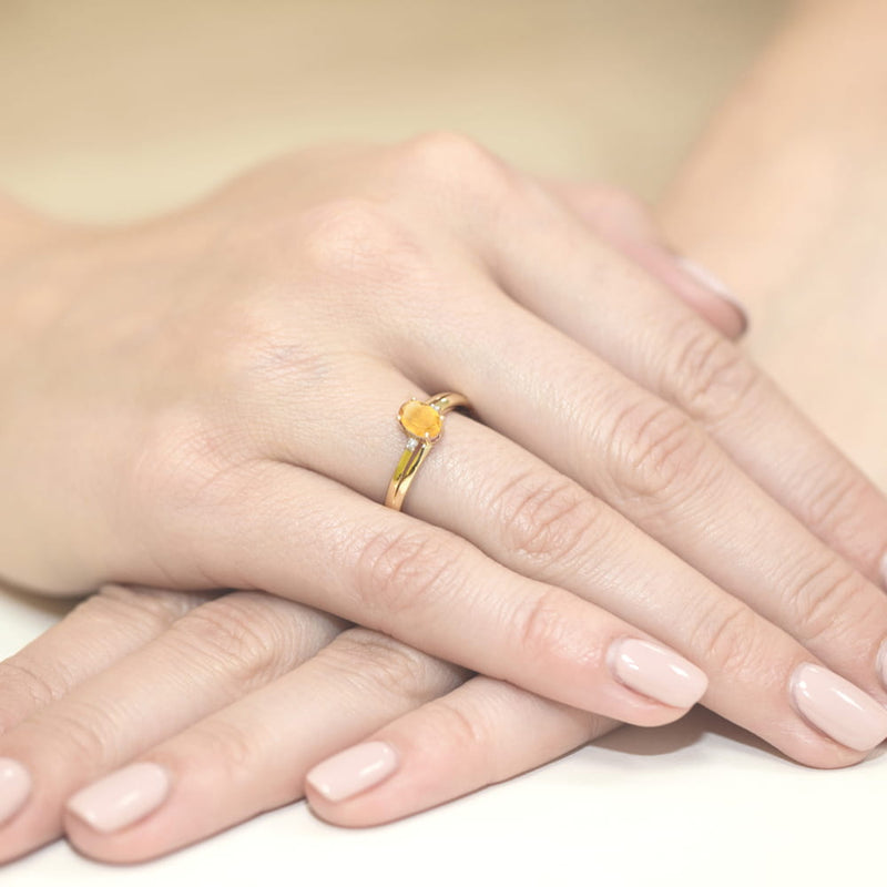 Inel Aur 14K cu Citrin 0.60 ct si Diamante Naturale 0.03 ct, imaginea 4 din 12