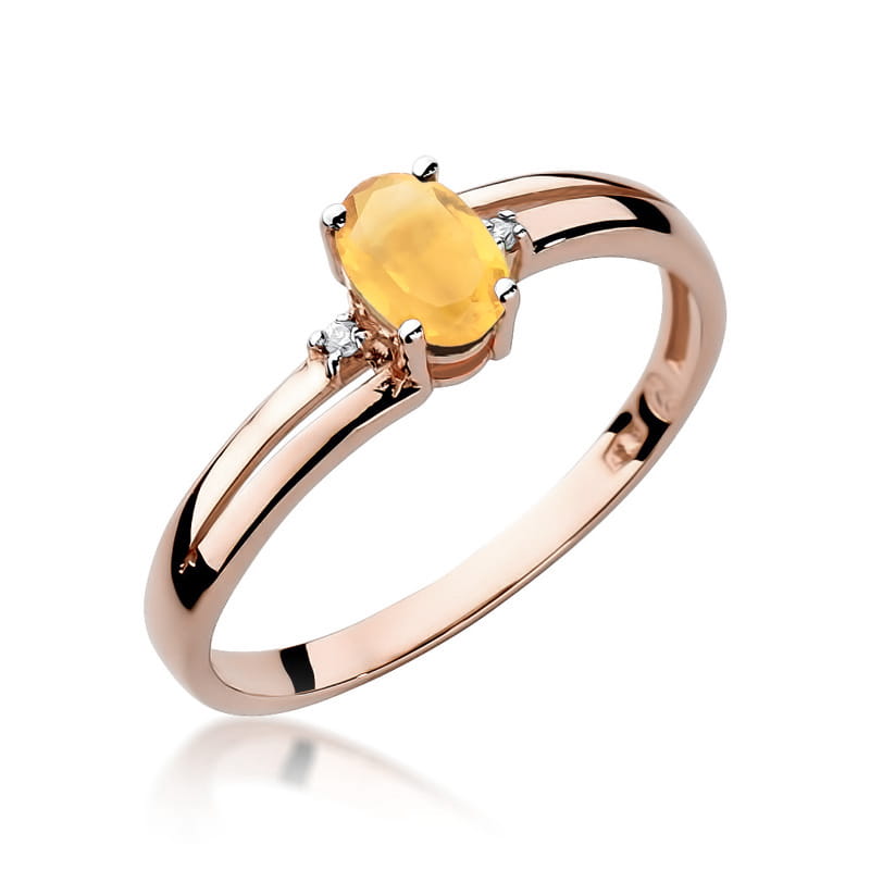 Inel Aur 14K cu Citrin 0.60 ct si Diamante Naturale 0.03 ct, imaginea 5 din 12