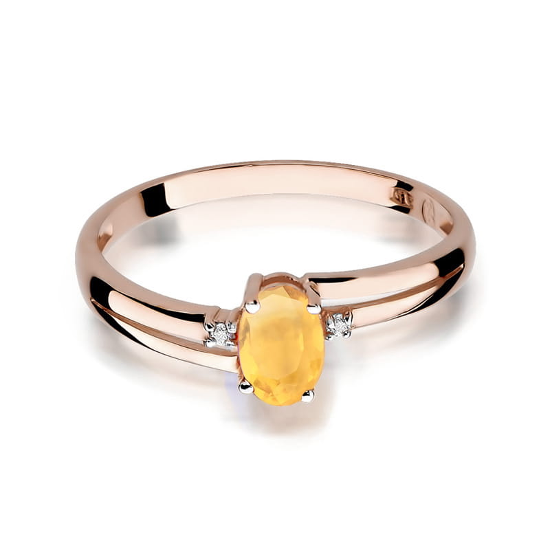 Inel Aur 14K cu Citrin 0.60 ct si Diamante Naturale 0.03 ct, imaginea 6 din 12