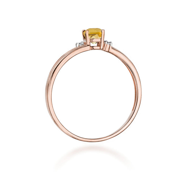 Inel Aur 14K cu Citrin 0.60 ct si Diamante Naturale 0.03 ct, imaginea 7 din 12