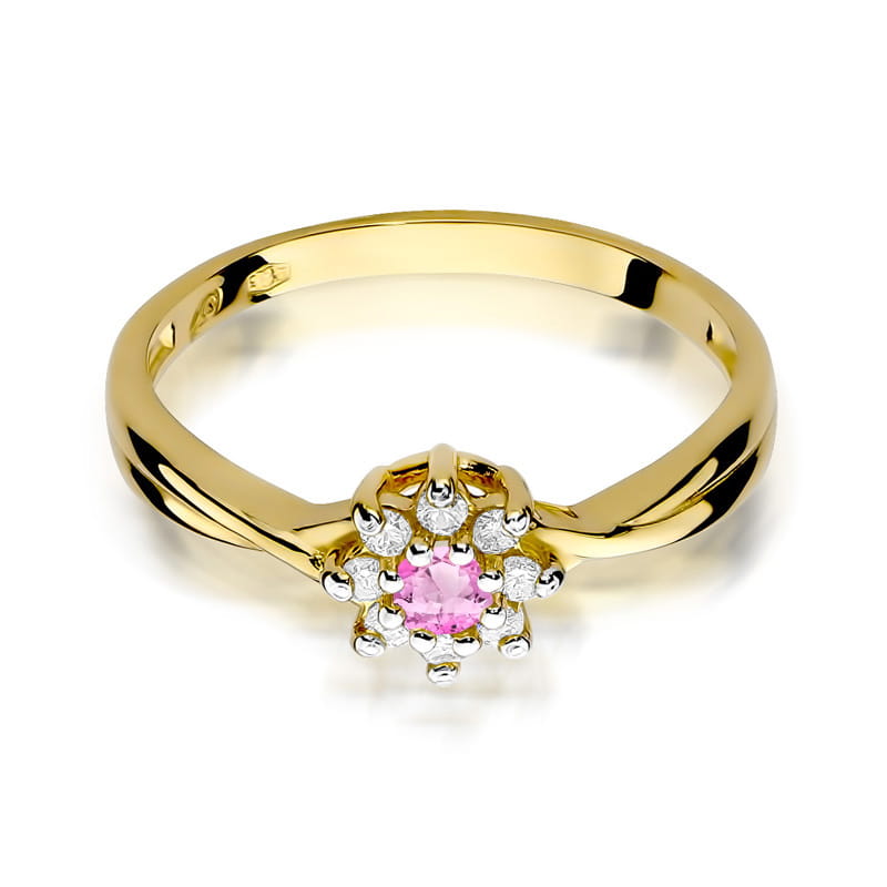 Inel Aur 14K cu Topaz Roz 0.13 ct si Diamante Naturale 0.12 ct, imaginea 2 din 12