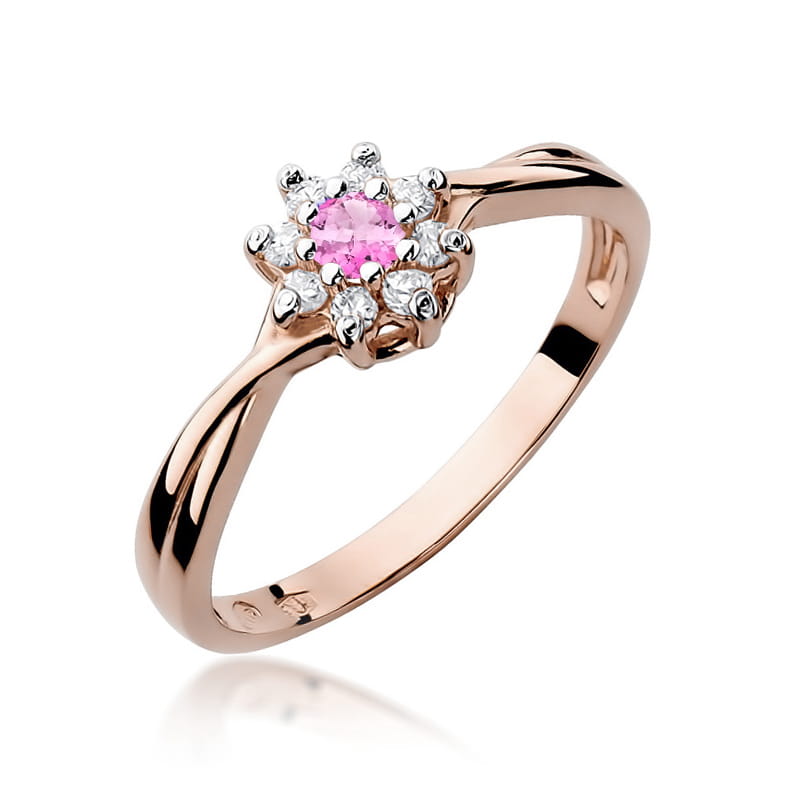 Inel Aur 14K cu Topaz Roz 0.13 ct si Diamante Naturale 0.12 ct, imaginea 5 din 12