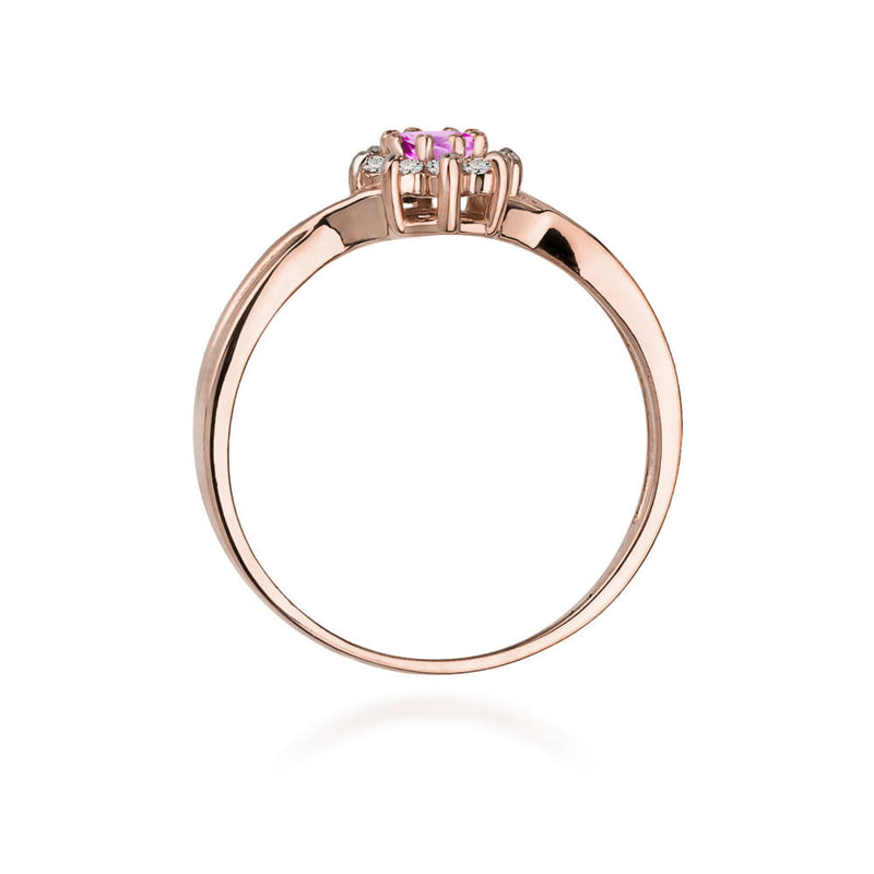Inel Aur 14K cu Topaz Roz 0.13 ct si Diamante Naturale 0.12 ct, imaginea 7 din 12