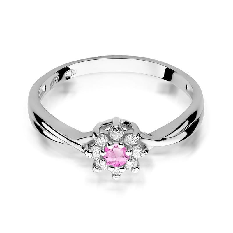 Inel Aur 14K cu Topaz Roz 0.13 ct si Diamante Naturale 0.12 ct, imaginea 10 din 12