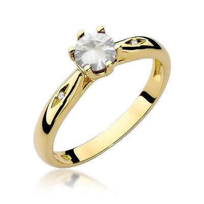 Inel Aur 14K cu White Sapphire 0.60 ct si Diamante Naturale 0.01 ct