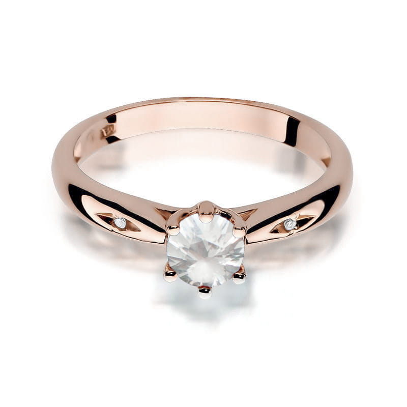 Inel Aur 14K cu White Sapphire 0.60 ct si Diamante Naturale 0.01 ct, imaginea 6 din 12