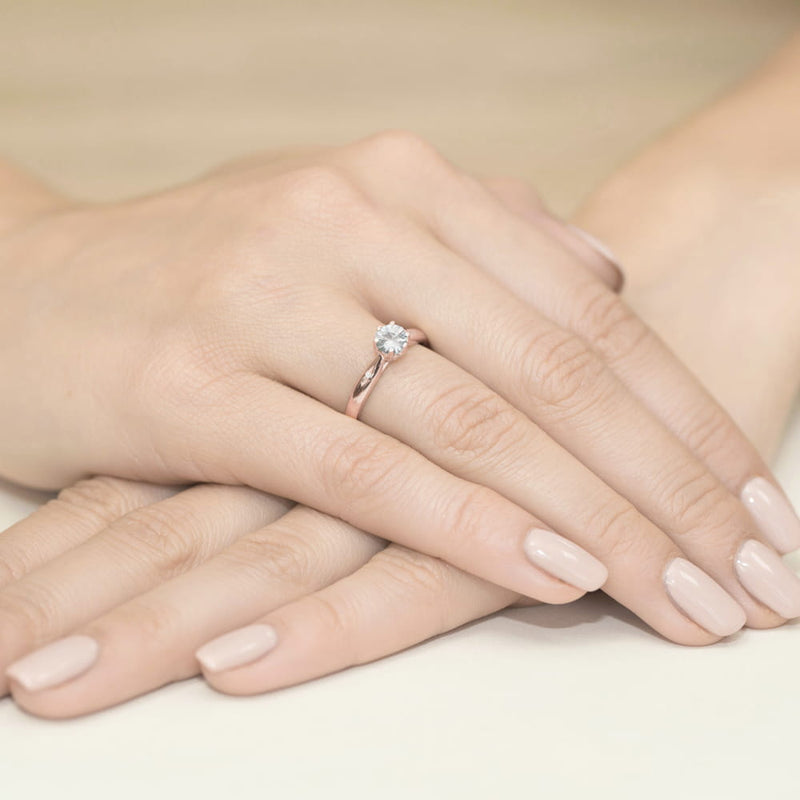 Inel Aur 14K cu White Sapphire 0.60 ct si Diamante Naturale 0.01 ct, imaginea 8 din 12