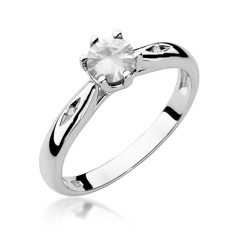 Inel Aur 14K cu White Sapphire 0.60 ct si Diamante Naturale 0.01 ct, imaginea 9 din 12