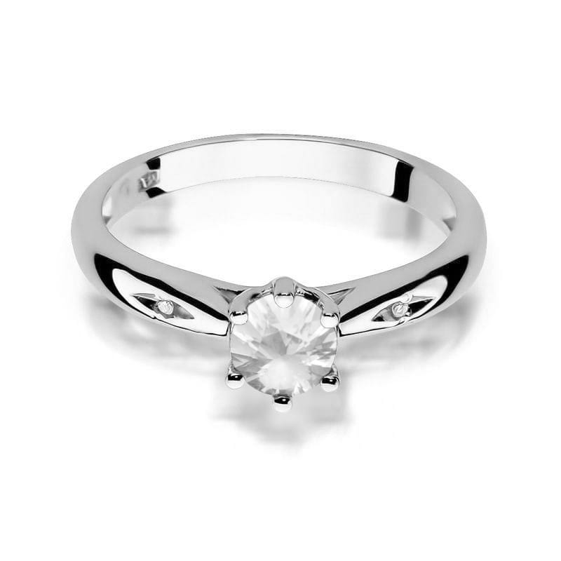 Inel Aur 14K cu White Sapphire 0.60 ct si Diamante Naturale 0.01 ct, imaginea 10 din 12