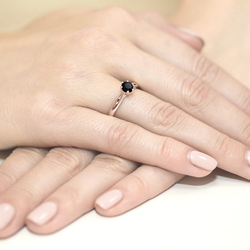 Inel Aur 14K cu Diamante Naturale Albe si Negre 0.51 ct, imaginea 8 din 12