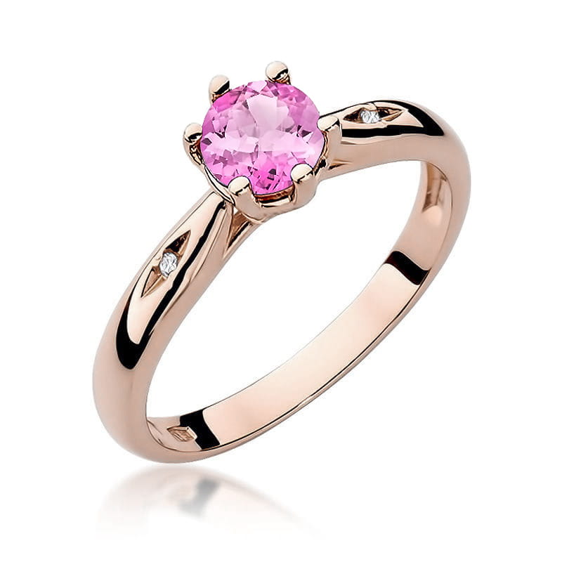 Inel Aur 14K cu Topaz Roz 0.60 ct si Diamante Naturale 0.01 ct, imaginea 5 din 12