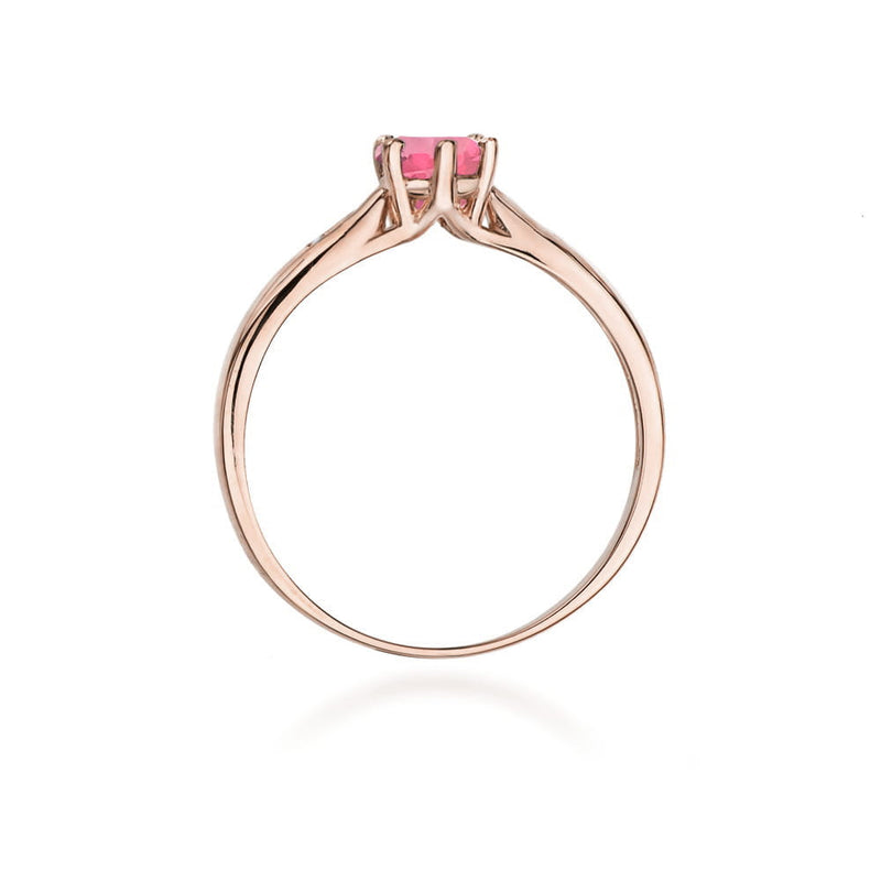 Inel Aur 14K cu Topaz Roz 0.60 ct si Diamante Naturale 0.01 ct, imaginea 7 din 12