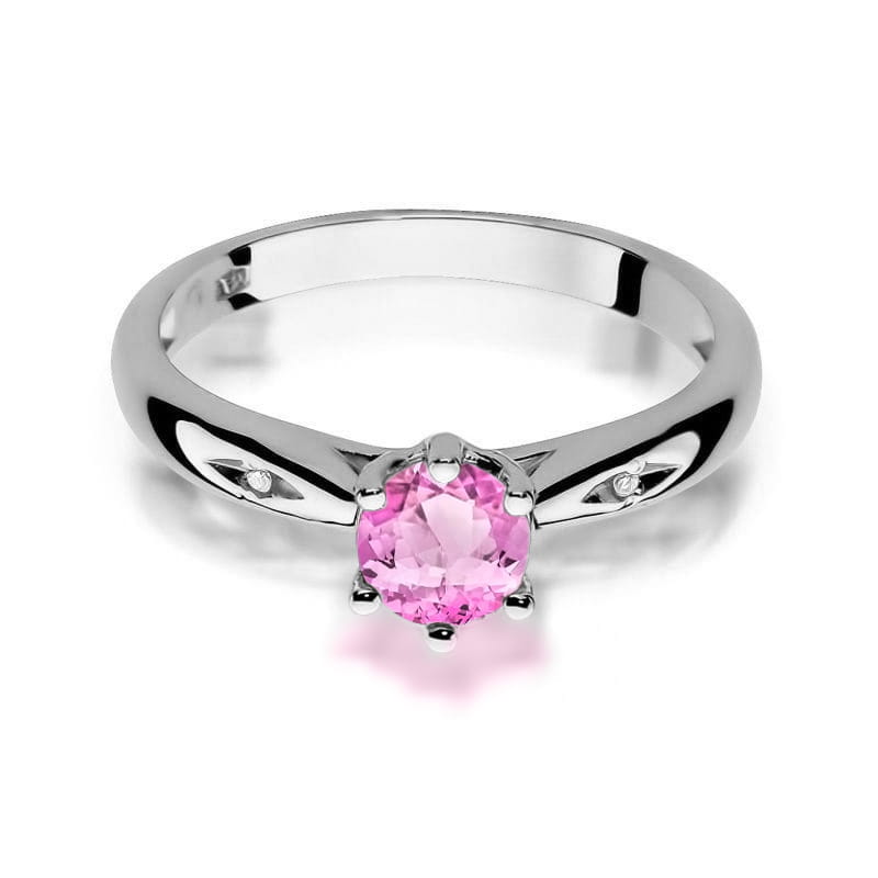 Inel Aur 14K cu Topaz Roz 0.60 ct si Diamante Naturale 0.01 ct, imaginea 10 din 12
