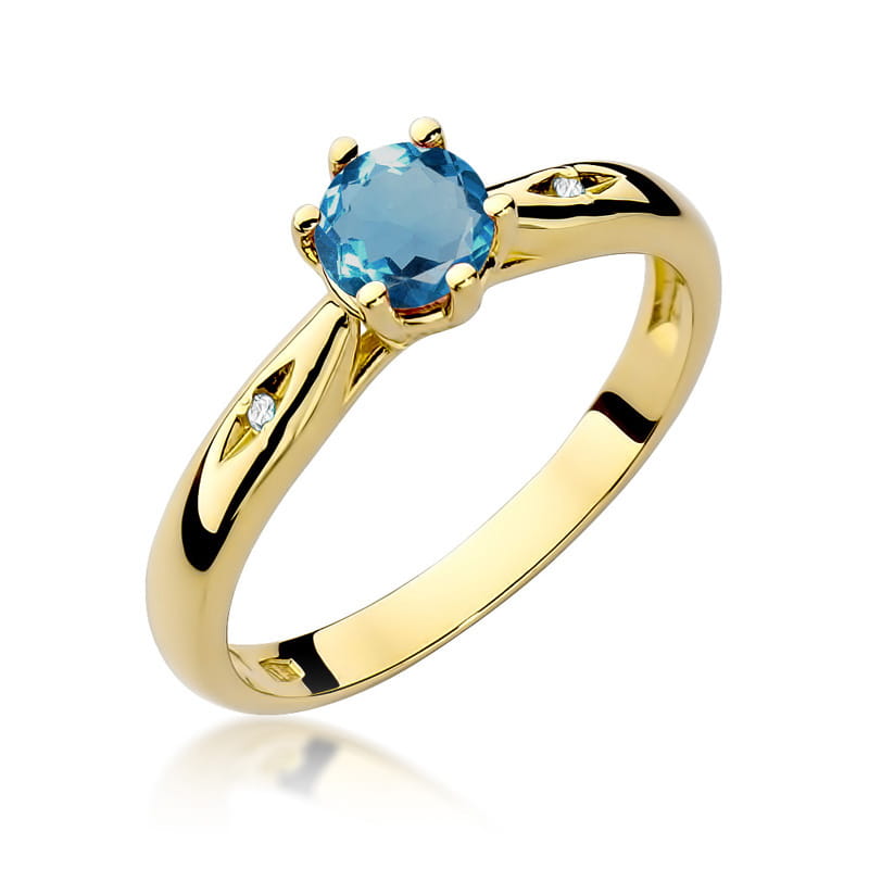 Inel Aur 14K cu Topaz London Blue 0.50 ct si Diamante Naturale 0.01 ct — Aur galben