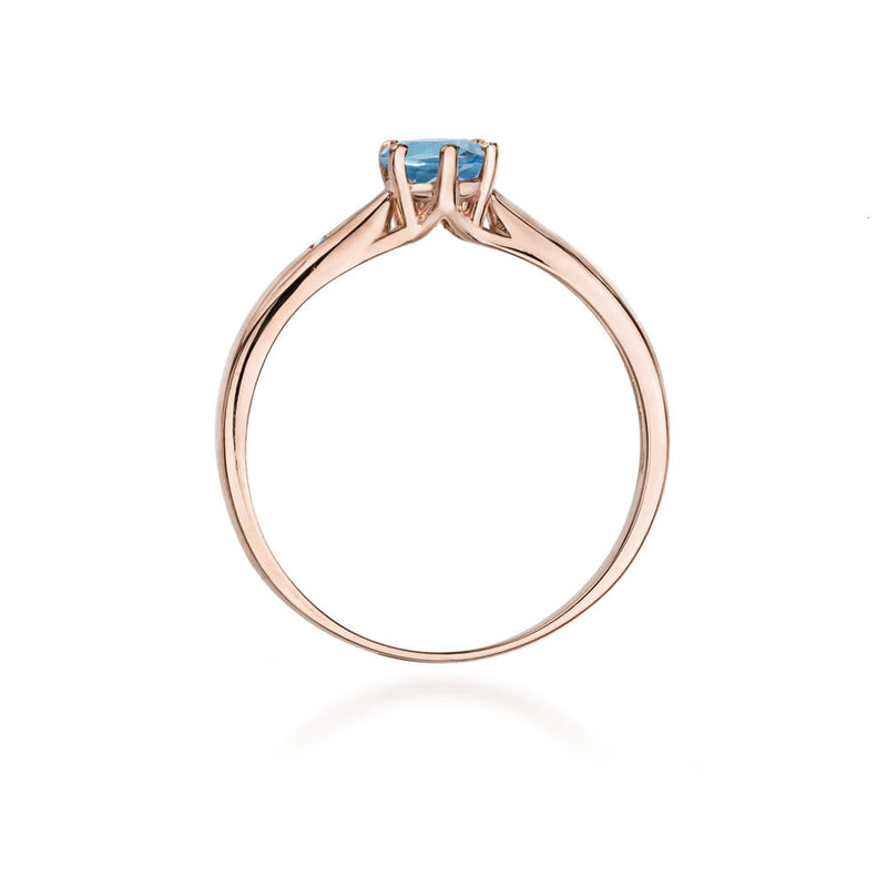 Inel Aur 14K cu Topaz London Blue 0.50 ct si Diamante Naturale 0.01 ct, imaginea 7 din 12