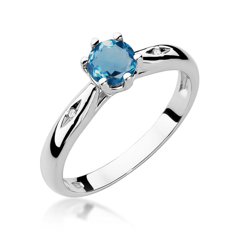 Inel Aur 14K cu Topaz London Blue 0.50 ct si Diamante Naturale 0.01 ct, imaginea 9 din 12
