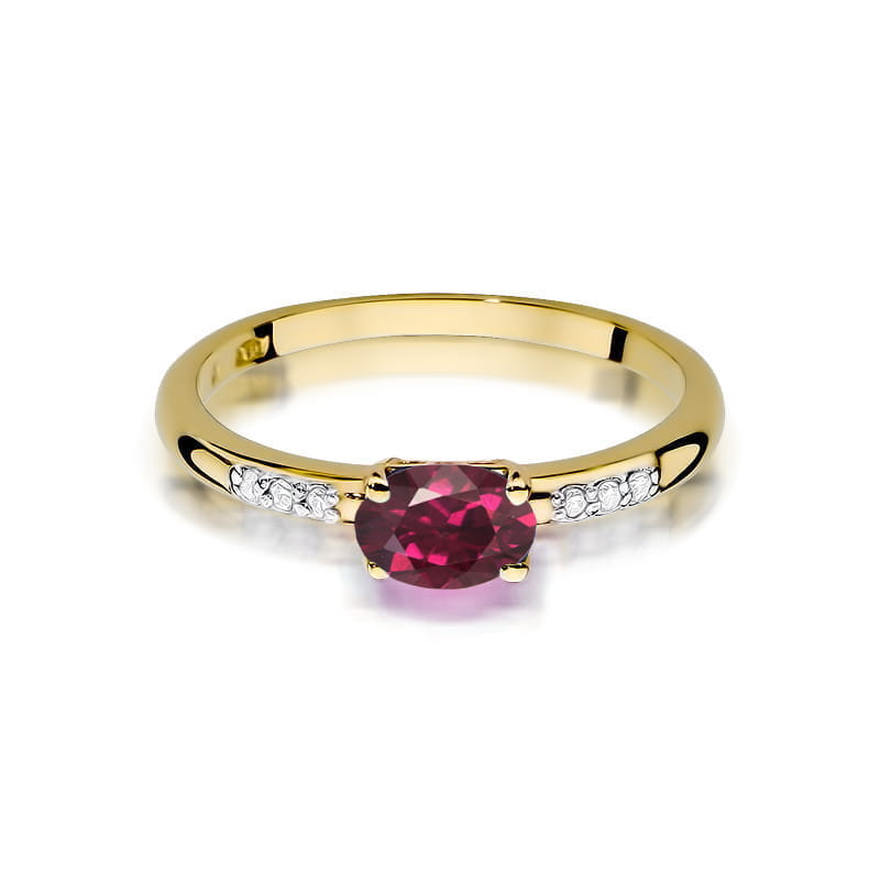 Inel Aur 14K cu Rhodolite 0.50 ct si Diamante Naturale 0.03 ct, imaginea 2 din 12