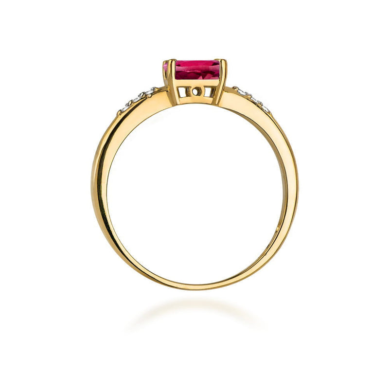 Inel Aur 14K cu Rhodolite 0.50 ct si Diamante Naturale 0.03 ct, imaginea 3 din 12