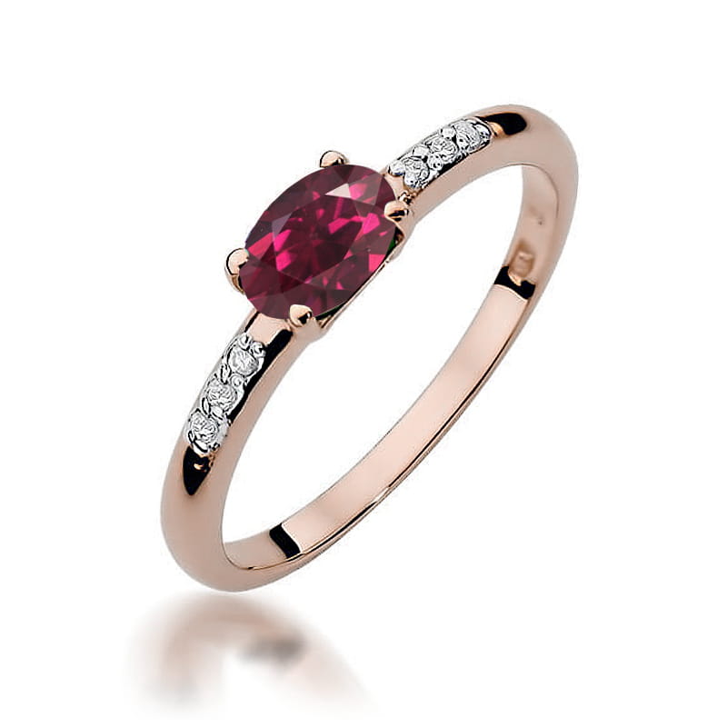 Inel Aur 14K cu Rhodolite 0.50 ct si Diamante Naturale 0.03 ct, imaginea 5 din 12