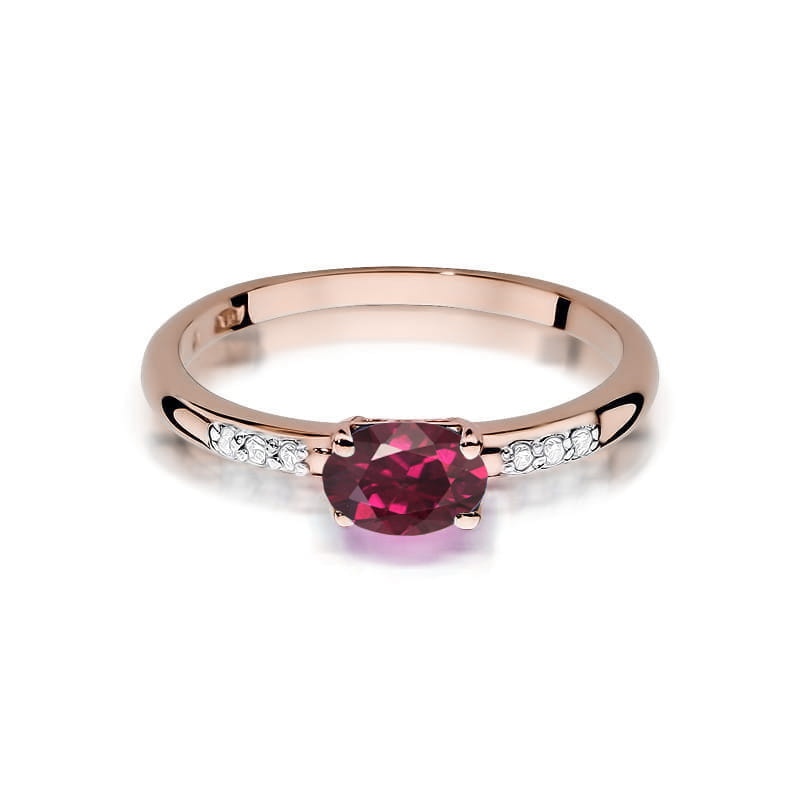 Inel Aur 14K cu Rhodolite 0.50 ct si Diamante Naturale 0.03 ct, imaginea 6 din 12