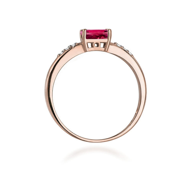 Inel Aur 14K cu Rhodolite 0.50 ct si Diamante Naturale 0.03 ct, imaginea 7 din 12