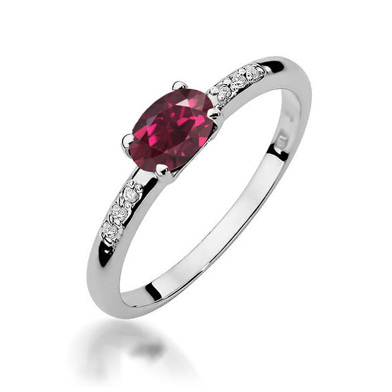 Inel Aur 14K cu Rhodolite 0.50 ct si Diamante Naturale 0.03 ct, imaginea 9 din 12