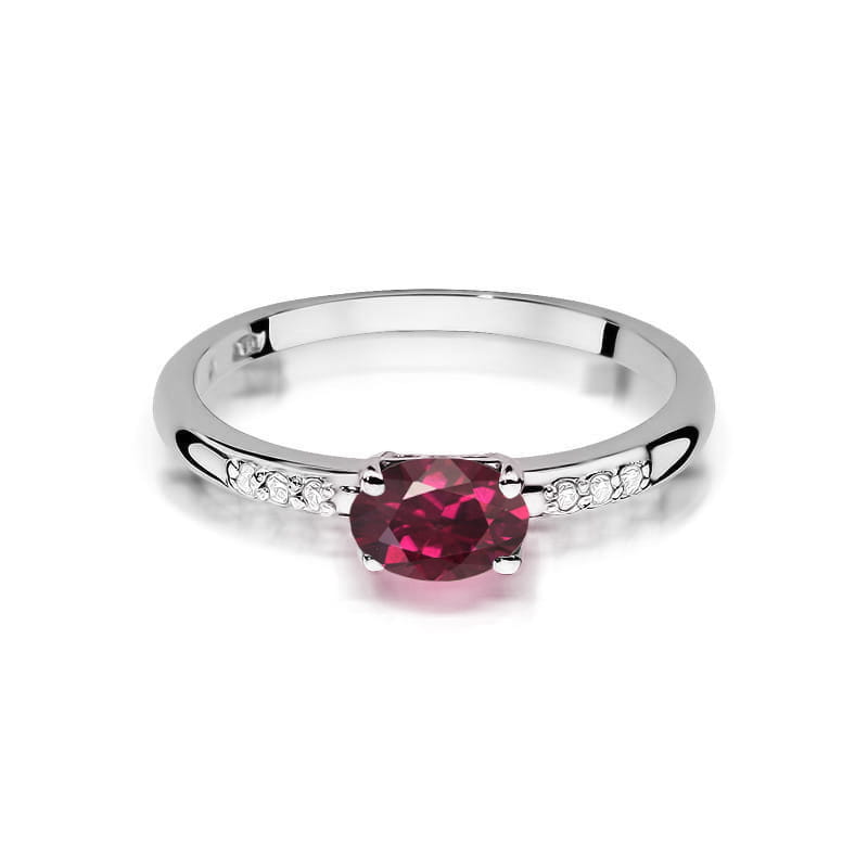 Inel Aur 14K cu Rhodolite 0.50 ct si Diamante Naturale 0.03 ct, imaginea 10 din 12