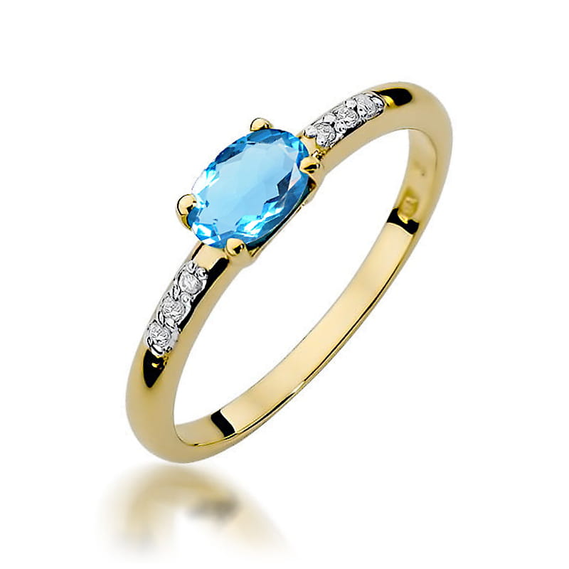 Inel Aur 14K cu Topaz Swiss 0.50 ct si Diamante Naturale 0.03 ct — Aur galben