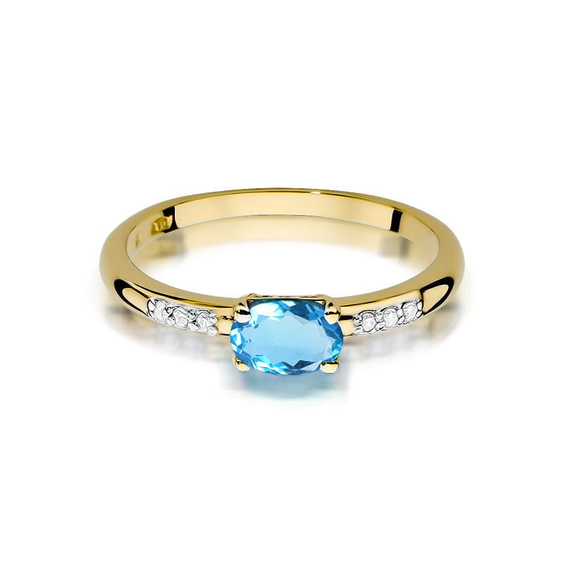 Inel Aur 14K cu Topaz Swiss 0.50 ct si Diamante Naturale 0.03 ct, imaginea 2 din 12
