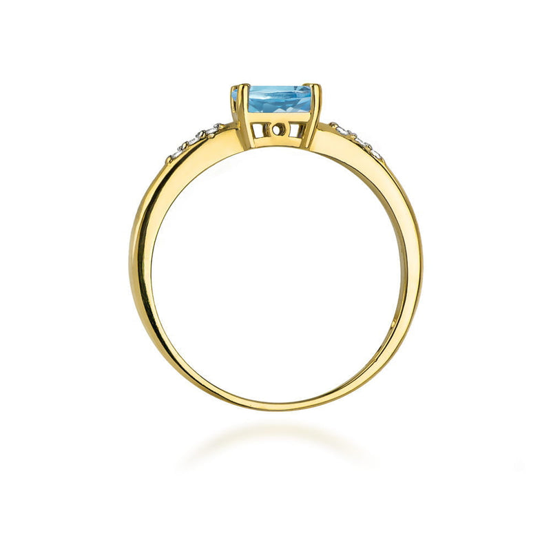 Inel Aur 14K cu Topaz Swiss 0.50 ct si Diamante Naturale 0.03 ct, imaginea 3 din 12