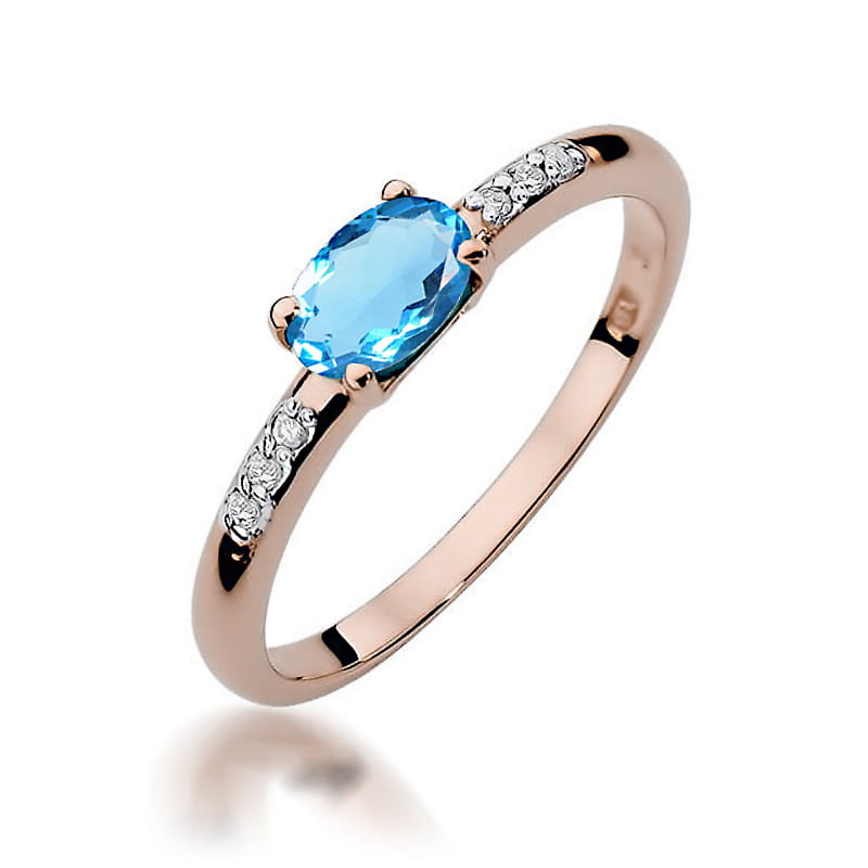 Inel Aur 14K cu Topaz Swiss 0.50 ct si Diamante Naturale 0.03 ct, imaginea 5 din 12