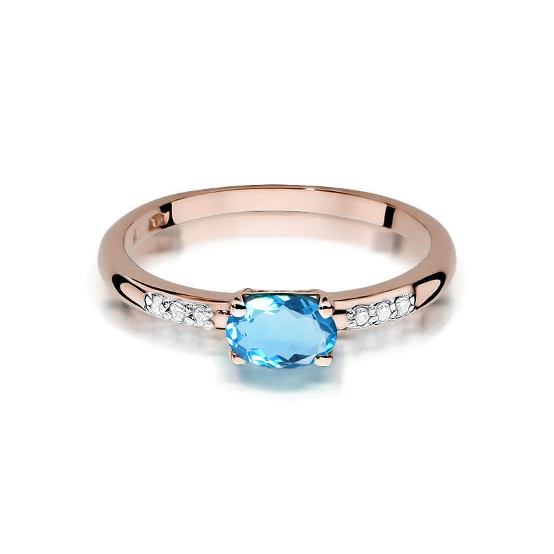 Inel Aur 14K cu Topaz Swiss 0.50 ct si Diamante Naturale 0.03 ct, imaginea 6 din 12