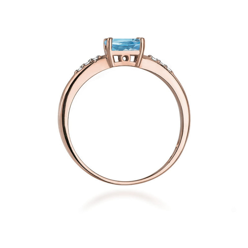 Inel Aur 14K cu Topaz Swiss 0.50 ct si Diamante Naturale 0.03 ct, imaginea 7 din 12